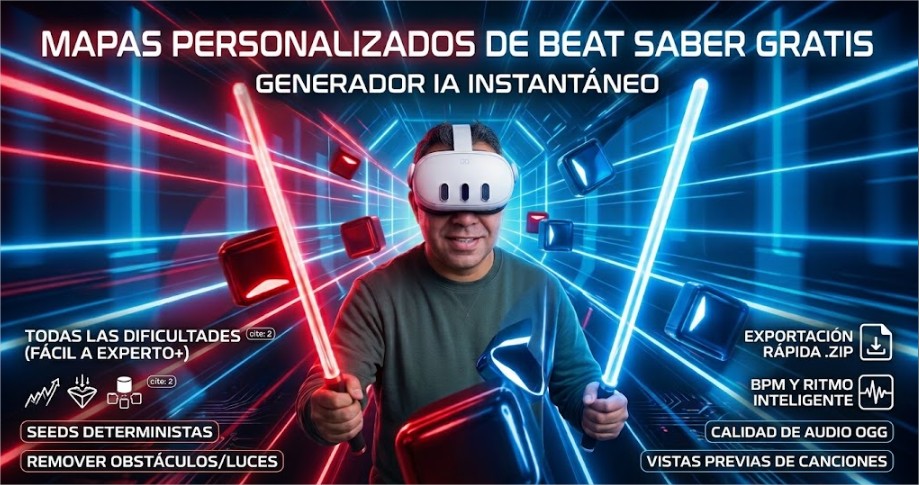 Generador Gratuito de Mapas de Beat Saber con IA: Crea Niveles desde Cualquier MP3