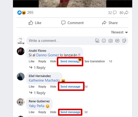 Comments Facebook Pages Commented Fans Message Sender