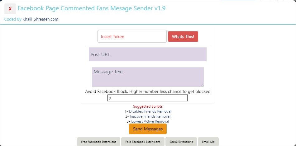 Facebook Pages Commented Fans Message Sender - chrome extension