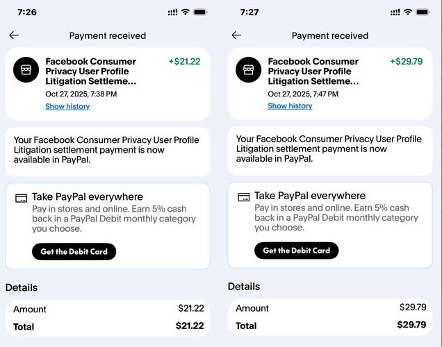 paypal payment facebook