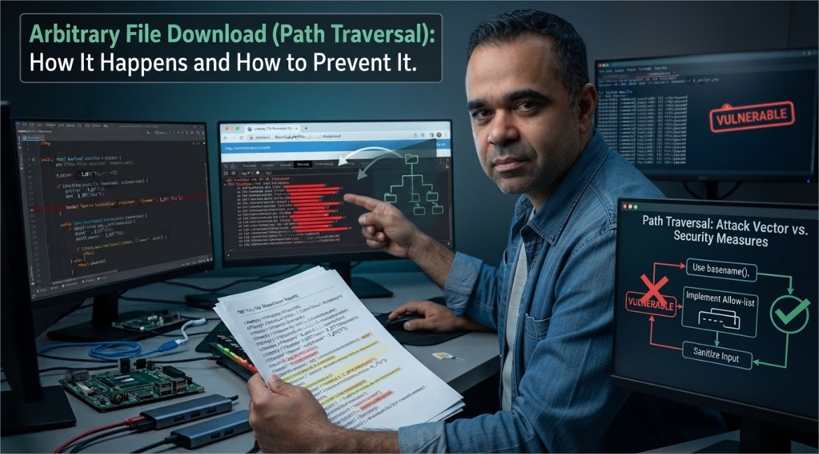 Arbitrary File Download vulnerabilities occur through path traversal