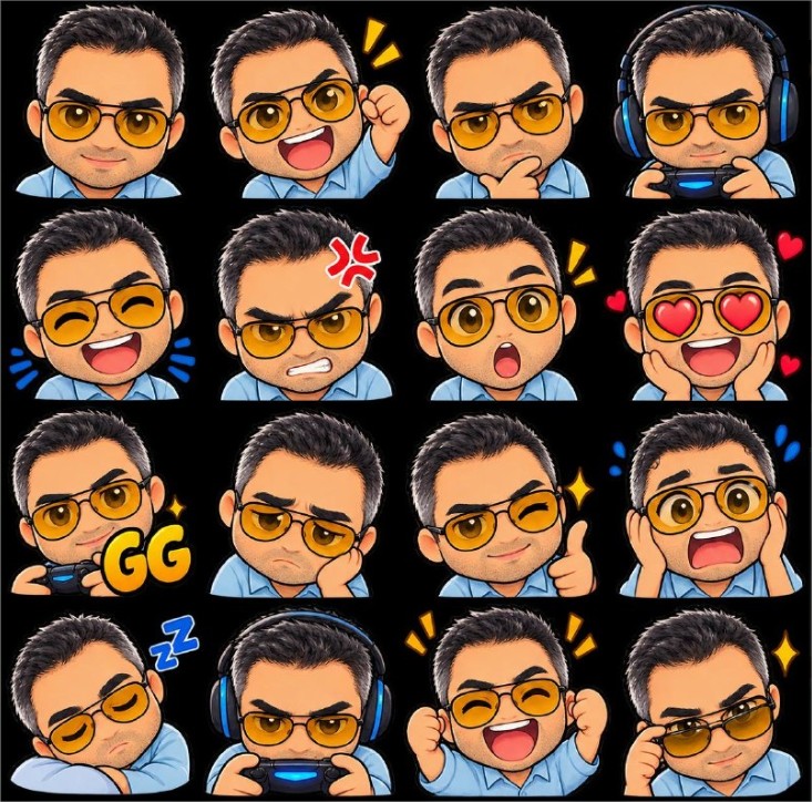Example ChatGPT generated kawaii gaming emote pack result